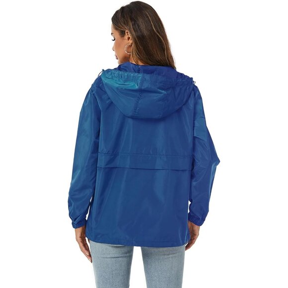 Womens Rain Jacket with Hood Blue - Picture 5 of 5